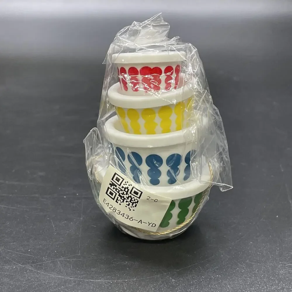 VTG Pyrex Inspired Xmas Ornament Plastic Nesting Mixing Bowl Set Retro Polka Dot